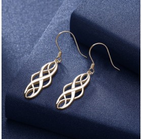 PTE S925  2 Color Electroplating Simple Twisted Geometric Shape Earhook