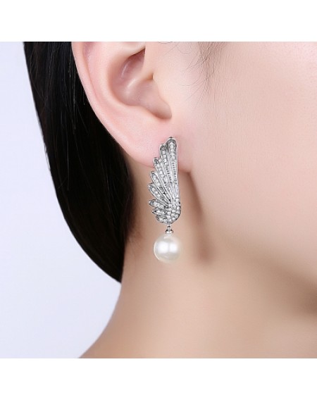 Christmas Pearl Earrings Dripping Oil White/Platinum Plating