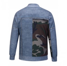 Camouflage and Denim Pattern Jacket