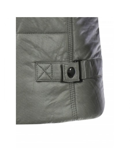 Zippered Buckled Texture Padded Jacket