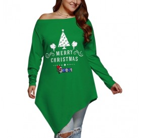 Plus Size Christmas Skew Neck Asymmetrical T-shirt