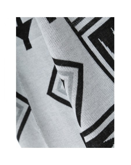Geometric Pattern Tassel Embellished Cardigan